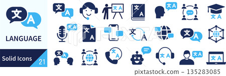 向量語言輪廓圖示集 135283085