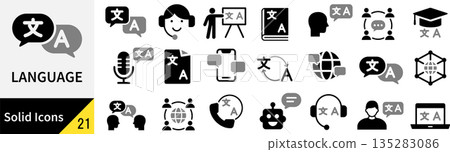 Vector language silhouette icon set Vector language silhouette icon set 135283086