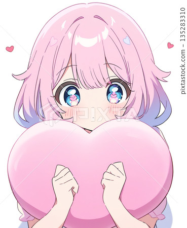 Illustration of a girl with a heart 135283310