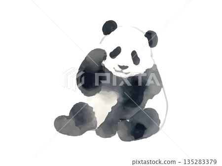 水彩風格的熊貓插畫 135283379