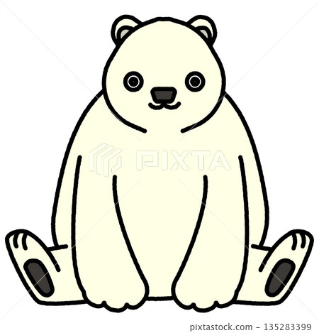 一幅簡單可愛的北極熊正面坐著的插圖 135283399