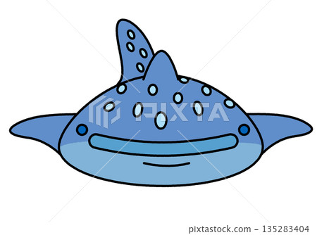 A simple and cute illustration of a whale shark seen from the front A simple and cute illustration of a whale shark seen from the front 135283404