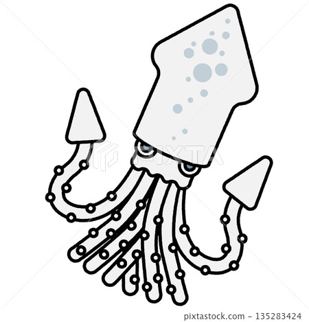 一幅簡單可愛的巨型魷魚插圖 一幅簡單可愛的巨型魷魚插圖 135283424