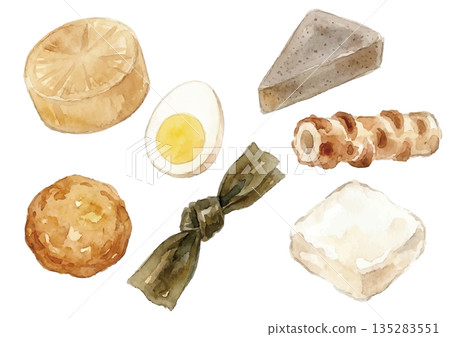 Watercolor style oden illustration 135283551