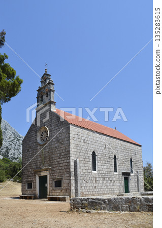 Old stone Church of Our Lady of Mount Carmel in Karmen near Orebic Peljesac peninsula Croatia Old stone Church of Our Lady of Mount Carmel in Karmen near Orebic Peljesac peninsula Croatia 135283615