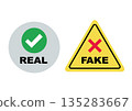 Vector illustration of icons to indicate whether something is genuine or fake 135283667