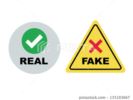 向量圖，圖示用於指示物品是真還是假。 135283667