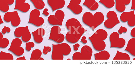 Beautiful Red Valentines day Hearts Banner 135283830