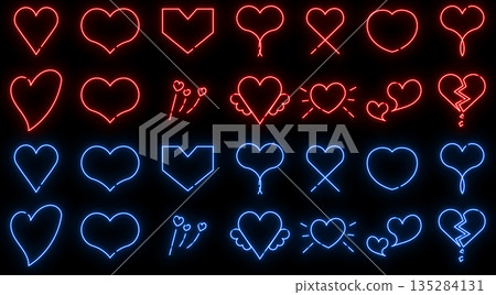 Neon Heart Shape Set for Valentine's Day, White Day, etc. Red and Blue 135284131