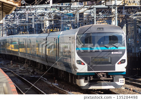 Limited express train running on the Tokaido Line Limited express train running on the Tokaido Line 135284498