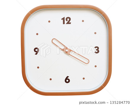 Minimalist wooden square wall clock isolated on white background showing 10:20 or 22:20 Minimalist wooden square wall clock isolated on white background showing 10:20 or 22:20 135284770
