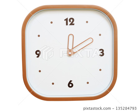 Minimalist wooden square wall clock isolated on white background showing 00:10 or 12:10 Minimalist wooden square wall clock isolated on white background showing 00:10 or 12:10 135284793