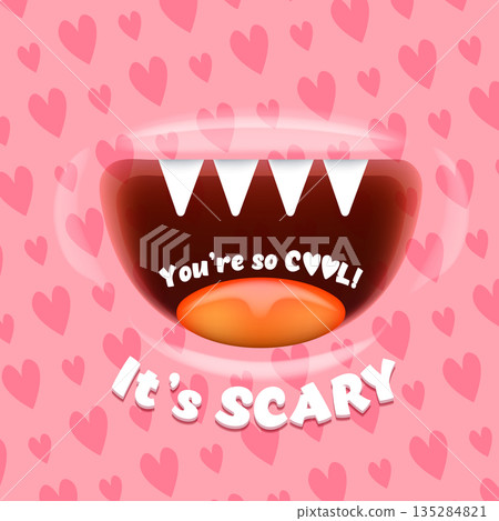 Adorably Spooky Valentine Cute Monster and Funny Quote square Banner. You are so cool it s scary slogan with funny cute monster and text. Valentines day pink banner with cute monster and slogan Adorably Spooky Valentine Cute Monster and Funny Quote square Banner. You are so cool it s scary slogan with funny cute monster and text. Valentines day pink banner with cute monster and slogan 135284821