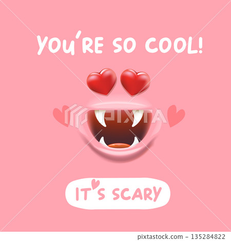 Adorably Spooky Valentine Cute Monster and Funny Quote square Banner. You are so cool it s scary slogan with funny cute monster and text. Valentines day pink banner with cute monster and slogan Adorably Spooky Valentine Cute Monster and Funny Quote square Banner. You are so cool it s scary slogan with funny cute monster and text. Valentines day pink banner with cute monster and slogan 135284822