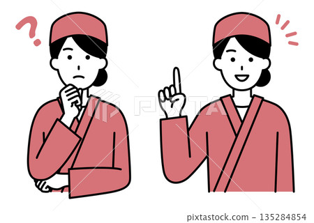 Thinking of ideas / Inspirational Japanese restaurant female clerk set 135284854