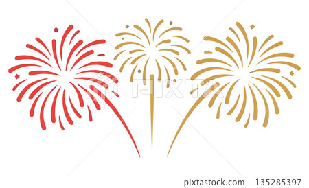 Red and Gold Fireworks Illustration Red and Gold Fireworks Illustration 135285397