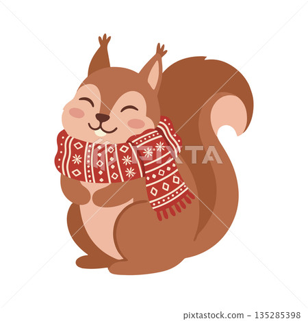 Cute Squirrel with Scarf 135285398