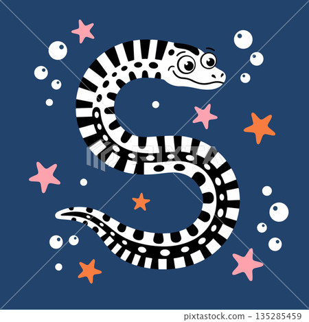 Cartoon Eel in Underwater Scene Cartoon Eel in Underwater Scene 135285459