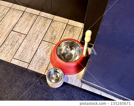 Christmas tree decorated with red bows 135285671