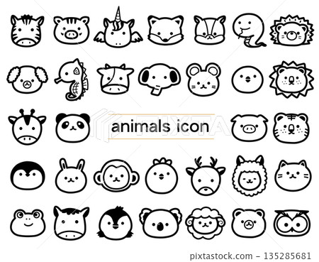 手繪可愛動物圖示集 手繪可愛動物圖示集 135285681