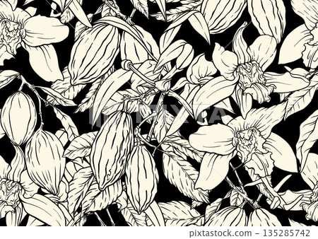 Chocolate and vanilla elements seamless pattern Chocolate and vanilla elements seamless pattern 135285742