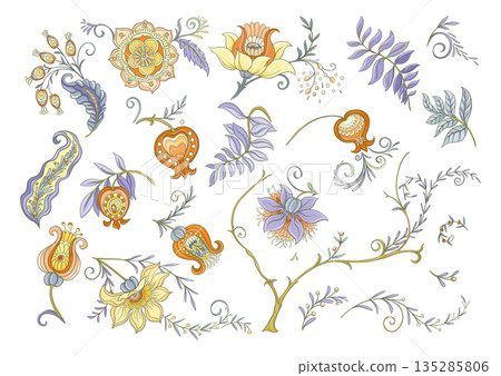 Set of vintage floral elements Set of vintage floral elements 135285806
