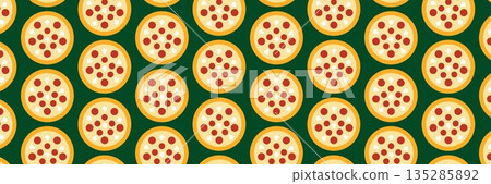 Pizza mosaic seamless pattern, Bauhaus flat design, pizza ingredients and slices, .Abstract geometric design of Italian pizzeria Pizza mosaic seamless pattern, Bauhaus flat design, pizza ingredients and slices, .Abstract geometric design of Italian pizzeria 135285892