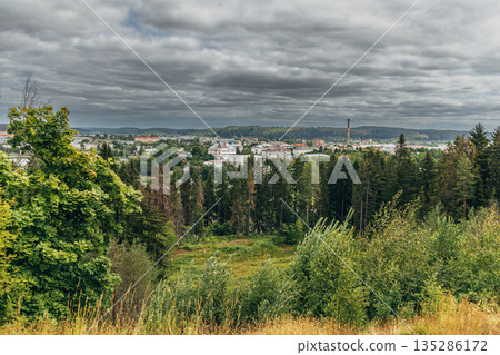Panorama of Sortavala from the top of the mountain, Karelia Panorama of Sortavala from the top of the mountain, Karelia 135286172