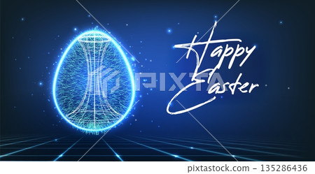 Happy Easter tech background for holiday banner Happy Easter tech background for holiday banner 135286436