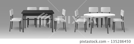 3D tables and chairs mockup isolated on background 135286450
