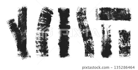 Black roller brush strokes set isolated on white Black roller brush strokes set isolated on white 135286464