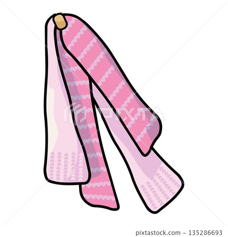 knitted warm winter Scarf hanging on hook 135286693