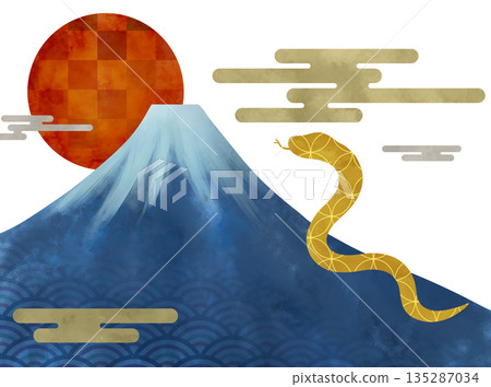 Auspicious Japanese New Year illustration of a snake Auspicious Japanese New Year illustration of a snake 135287034