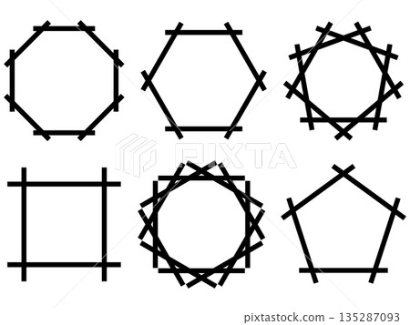 Simple Japanese-style frame set of 6 (black) 135287093