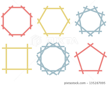 Simple Japanese-style frame set of 6 - Retro 135287095
