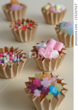 Colorful sweets (mainly heart-shaped marshmallows) Colorful sweets (mainly heart-shaped marshmallows) 135287427