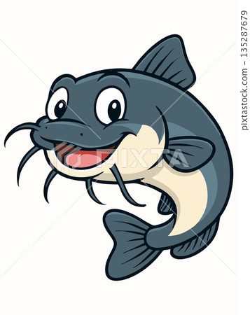 Cute catfish cartoon vector illustration 135287679