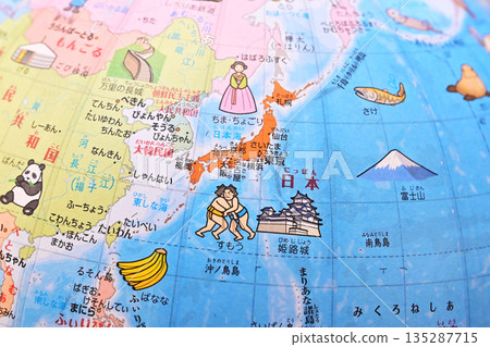 World map, global image, Japan at the center of the map, map showing the state of the world situation, image material World map, global image, Japan at the center of the map, map showing the state of the world situation, image material 135287715