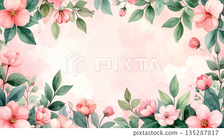 水彩畫的花背景圖 135287817