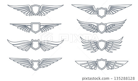 Outline winged shields 135288128