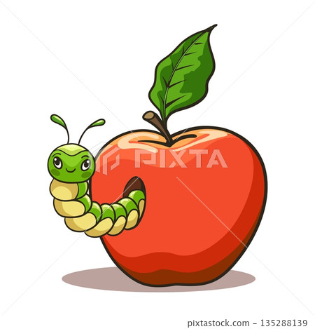 Colorful caterpillar on red apple 135288139