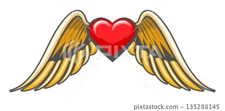 Cartoon heart with angel wings 135288145