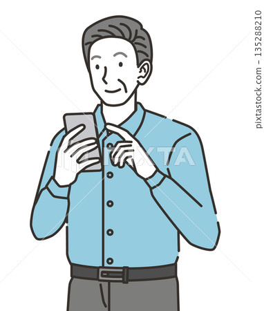 Elderly man using a smartphone 135288210