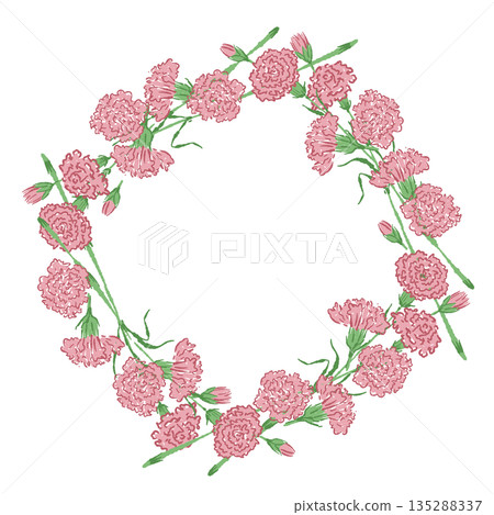 母親節康乃馨手繪彩色插畫素材 135288337