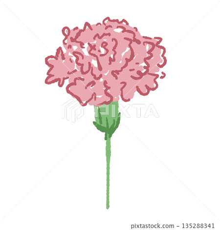 母親節康乃馨手繪彩色插畫素材 135288341