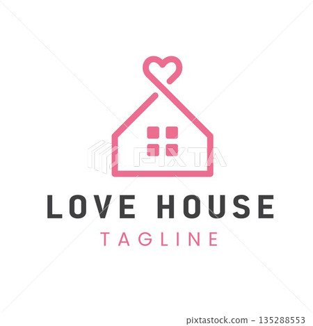 Love House Logo Vector Home Care Real Estate Family Brand Icon 135288553
