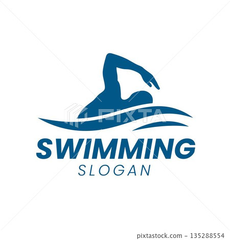 Swimming Logo Vector Professional Swim Sport Water Brand Icon 135288554