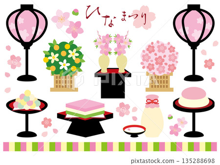 Hinamatsuri Hina dolls decoration tool illustration set 135288698