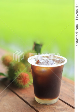 iced coffee with syrup at bottom for drinking in fresh day 135288918