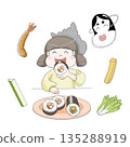 Girl eating sushi rolls 135288919